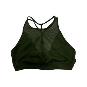 ALO Yoga Dark Green Mesh Sports Bra